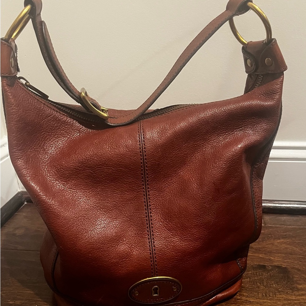 Vintage Fossil Maddox Brown Bucket Shoulder Bag - Picture 2 of 15